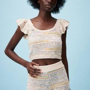 Zara Pointelle Knit Top - NWT